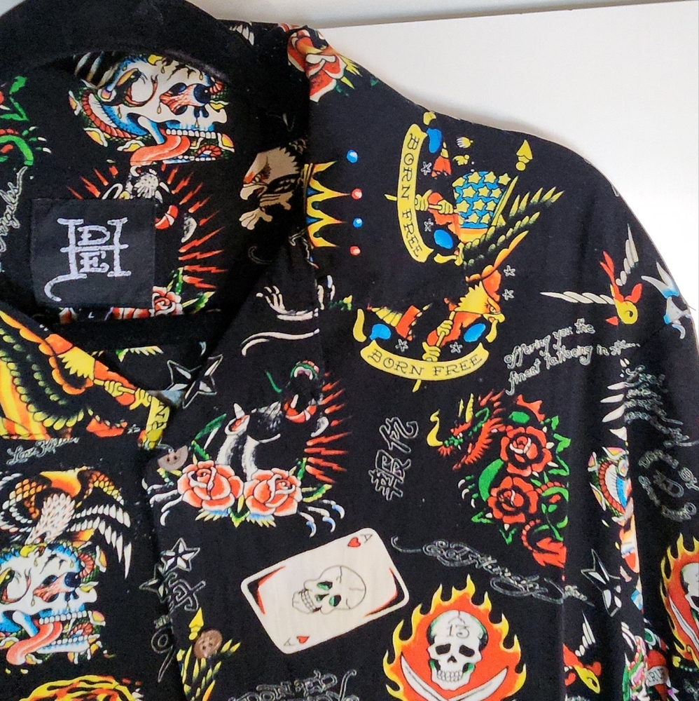 Ed Hardy Tattoo art print‎ shirt Large NWT